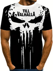 Men's 3D Skull Graphic T-shirt Stretch Breathable Tee