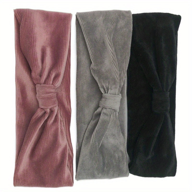 Corduroy Criss Cross Headband Solid Head Hoop Stretchy Headdress Hair Accessorie