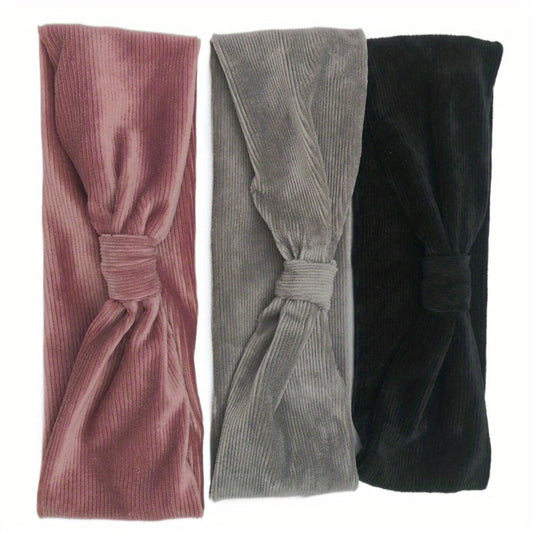 Corduroy Criss Cross Headband Solid Head Hoop Stretchy Headdress Hair Accessorie