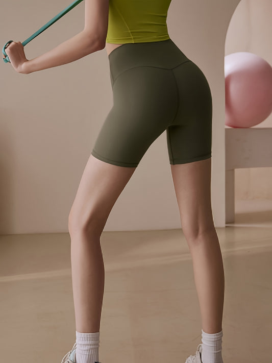 Seamless Yoga Sports Shorts Wide Waistband Quick Dry Breathable Workout