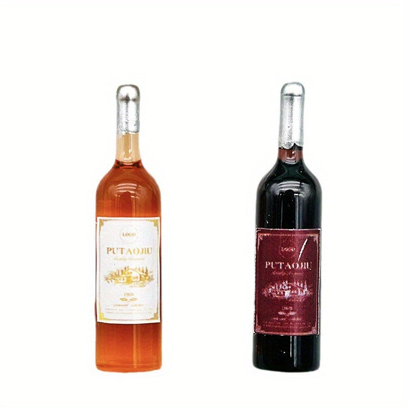 Red Wine Mini Bottle Resin Ornament for DIY Micro Landscape