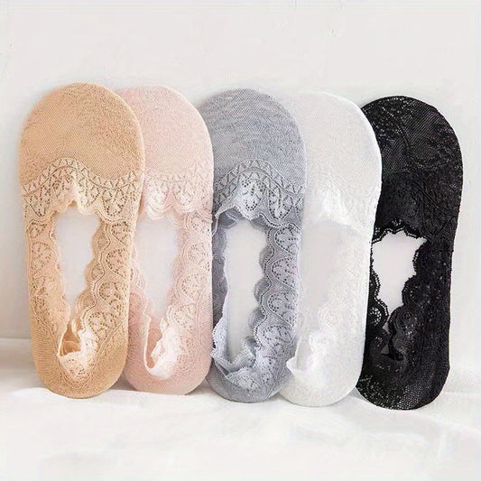 5 Pairs Floral Lace Ankle Socks Breathable Stockings