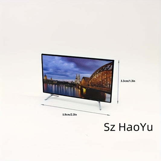 1:12 Scale Plastic Mini TV Model with Stand for Dollhouse Renovation