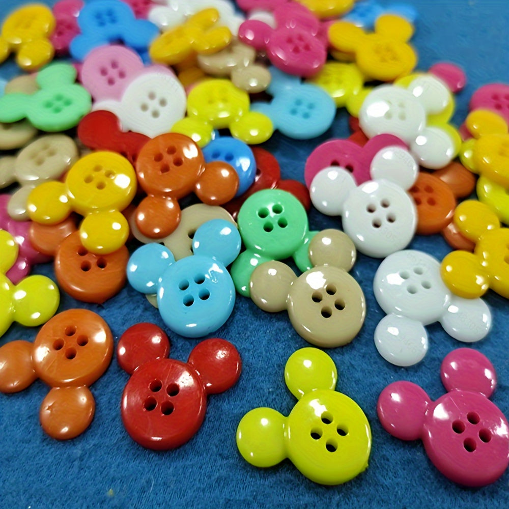 30pcs Mixed Colors Four Eyes Mouse Head Buttons Children's Sewing DIY Crafts
