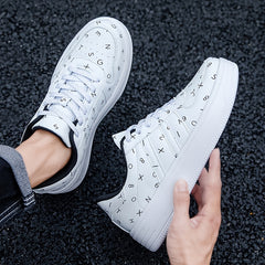 Men's Custom Number & Alphabet Print Skate Shoes Lightweight Sneakers