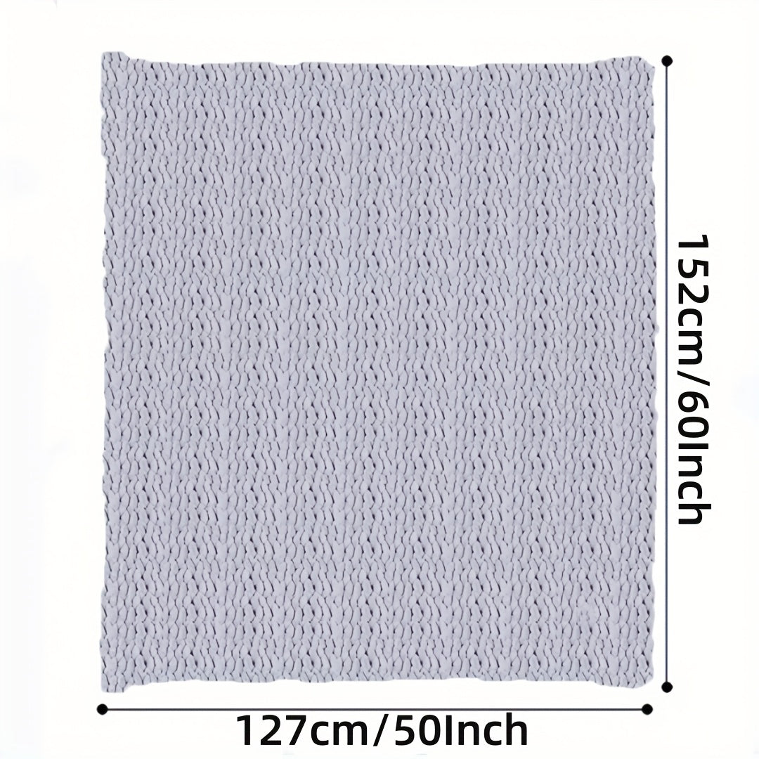 Chunky Knit Blanket Throw Chenille Yarn Cozy Thick Cable Knitted Blanket