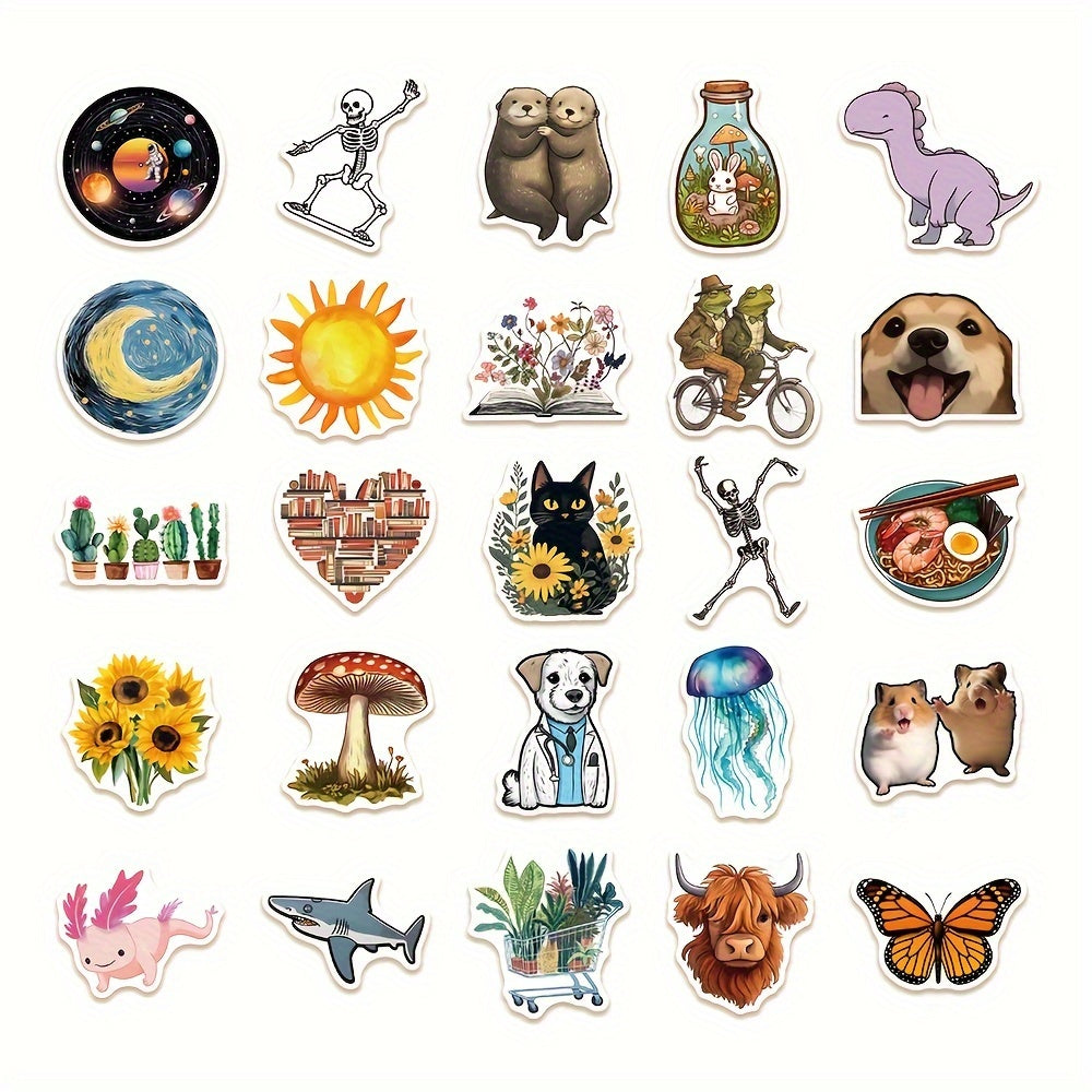 50pcs Cartoon Vinyl Stickers for Water Bottles Laptops Mobile Phones