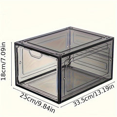 6pcs Plastic Shoe Storage Box with Door, Space Saving Organizer