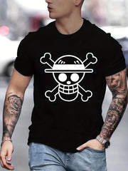 Cartoon Skull Print Men's Sports T-shirt