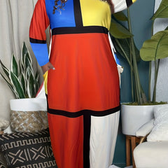 Women's Plus Colorblock Long Sleeve Maxi Dress