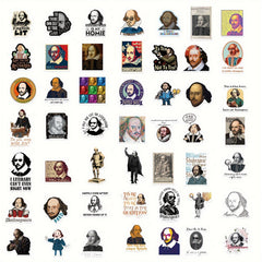 50pcs Shakespeare Portrait Graffiti Stickers Laptop Suitcases Water