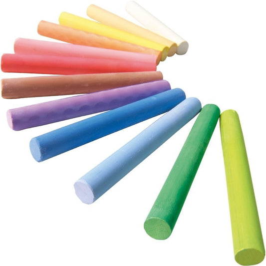 12 Coloured Chalks - Assorted Colors for Creative Drawing