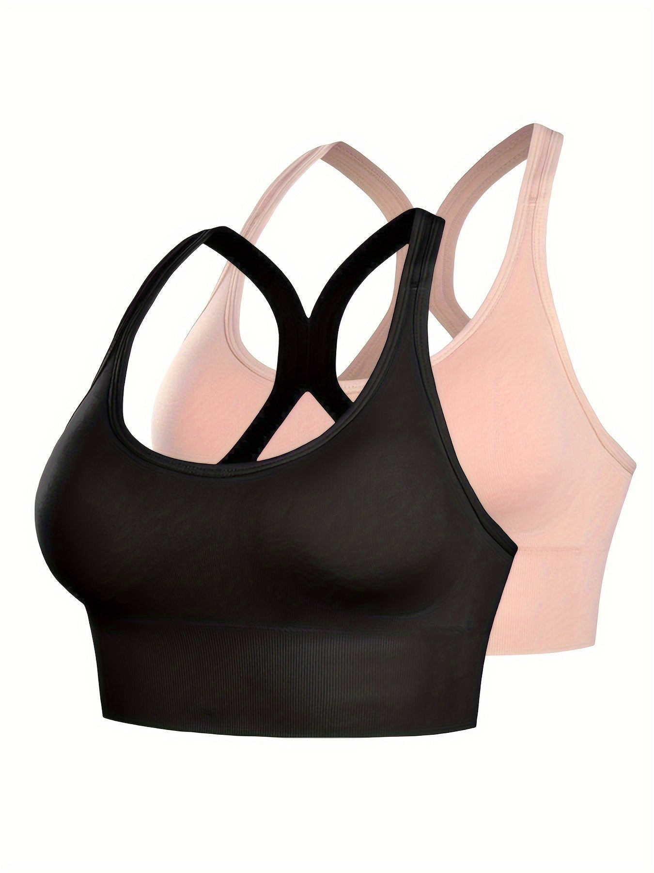 2pcs Wireless Sports Bras Comfy & Breathable Push Up Shockproof Bra