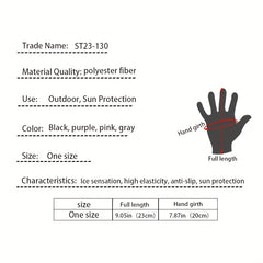 Ice Viscose Sunscreen Gloves Short Solid Elastic Gloves Touch Screen UV Protecti