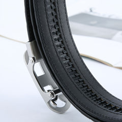 Men's Woven Leather Belt Hollow Buckle 3 1 5in