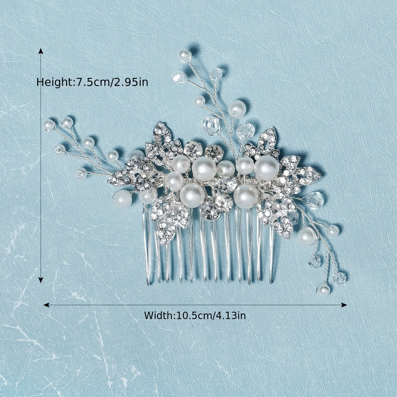 Bridal Faux Pearl Crystal Hair Comb, Wedding Rhinestone Insert Comb