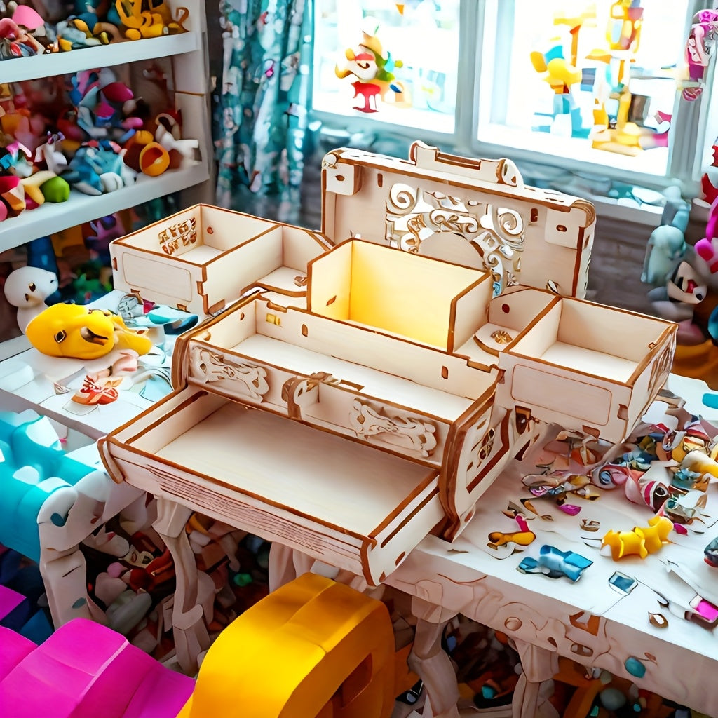 Wooden Puzzle Jewelry Box 3D Pop Up Toy Holiday Gift