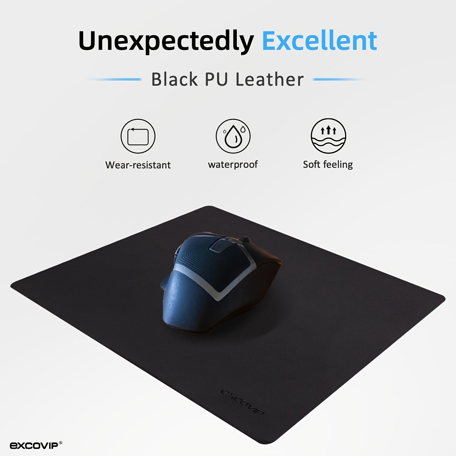 EXCOVIP Small Leather Mouse Pad Waterproof Non-Slip Mat