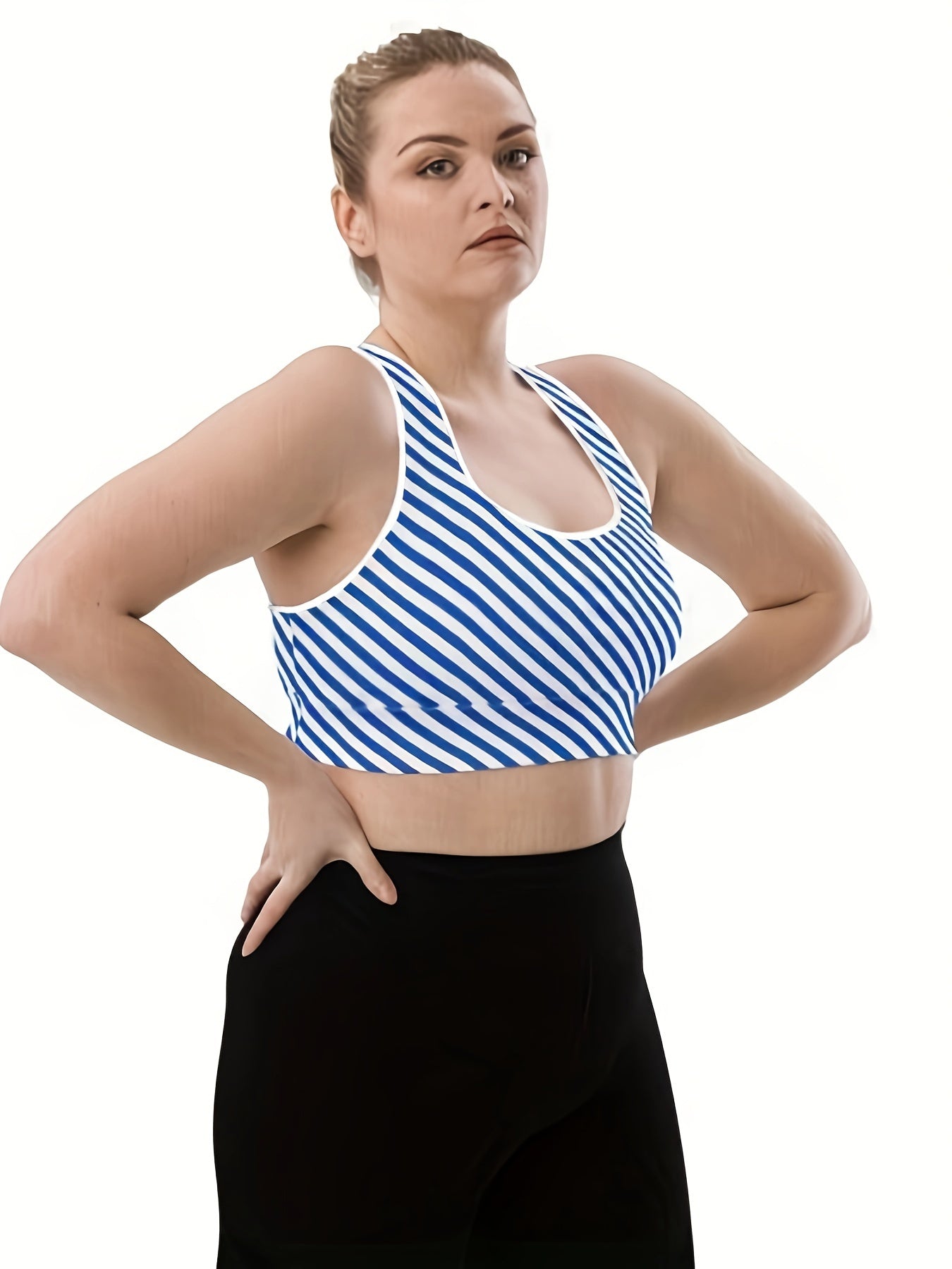  Stripe Print Racer Back Yoga Tank Bra