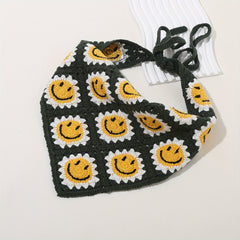 Smiling Pattern Crochet Triangular Scarf Sweet Sunflower Weaving Headband
