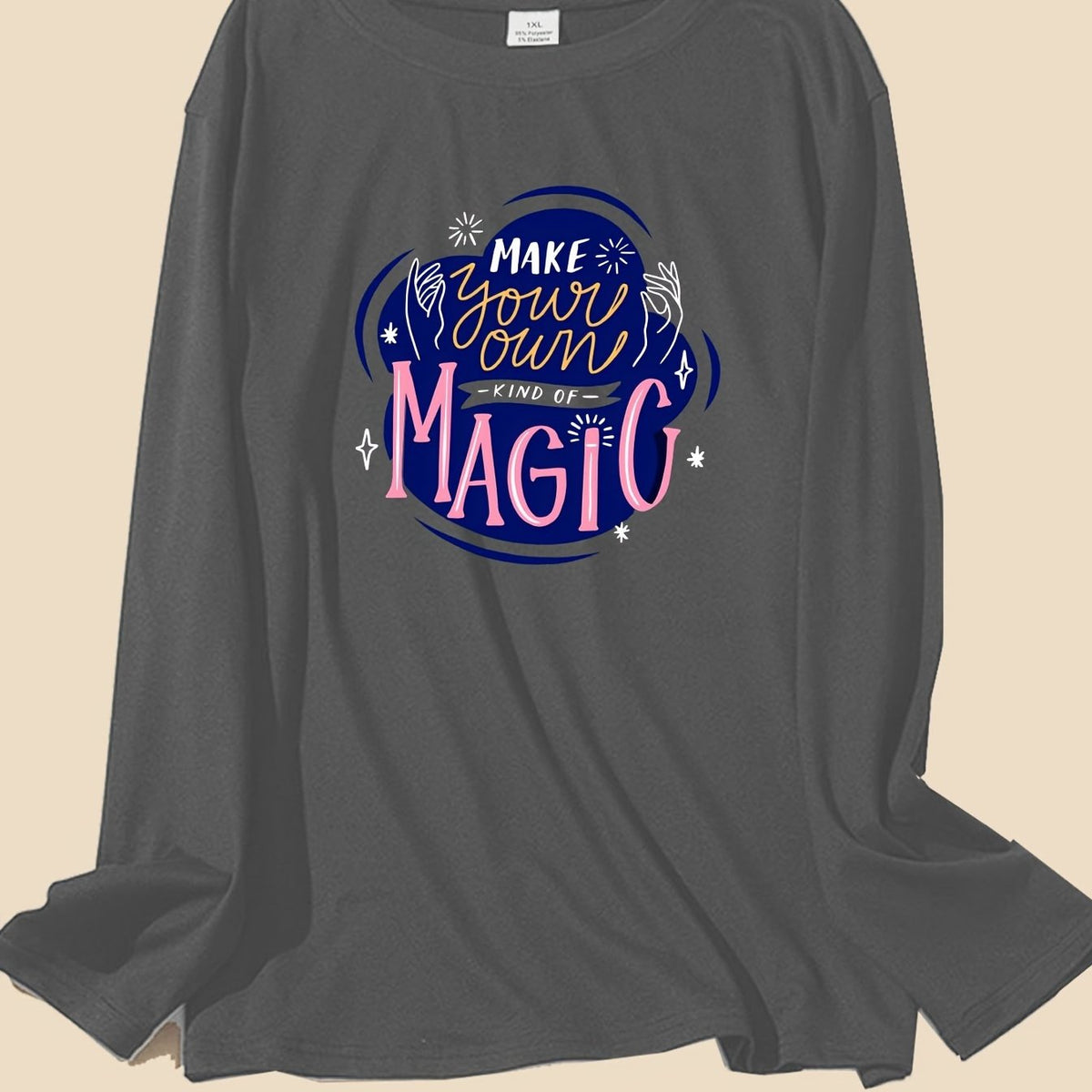  Letter Graphic Long Sleeve Sleepwear Tee