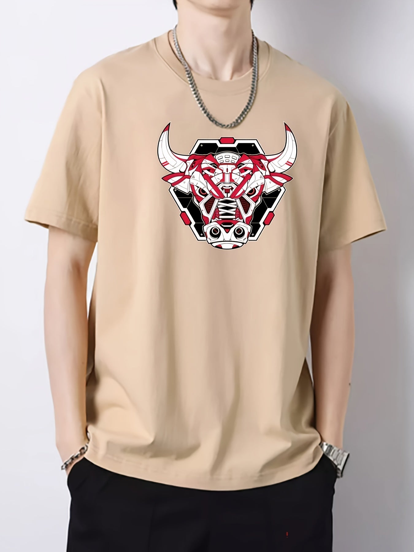 Ox Print Men's Cotton Crew Neck Active T-shirt