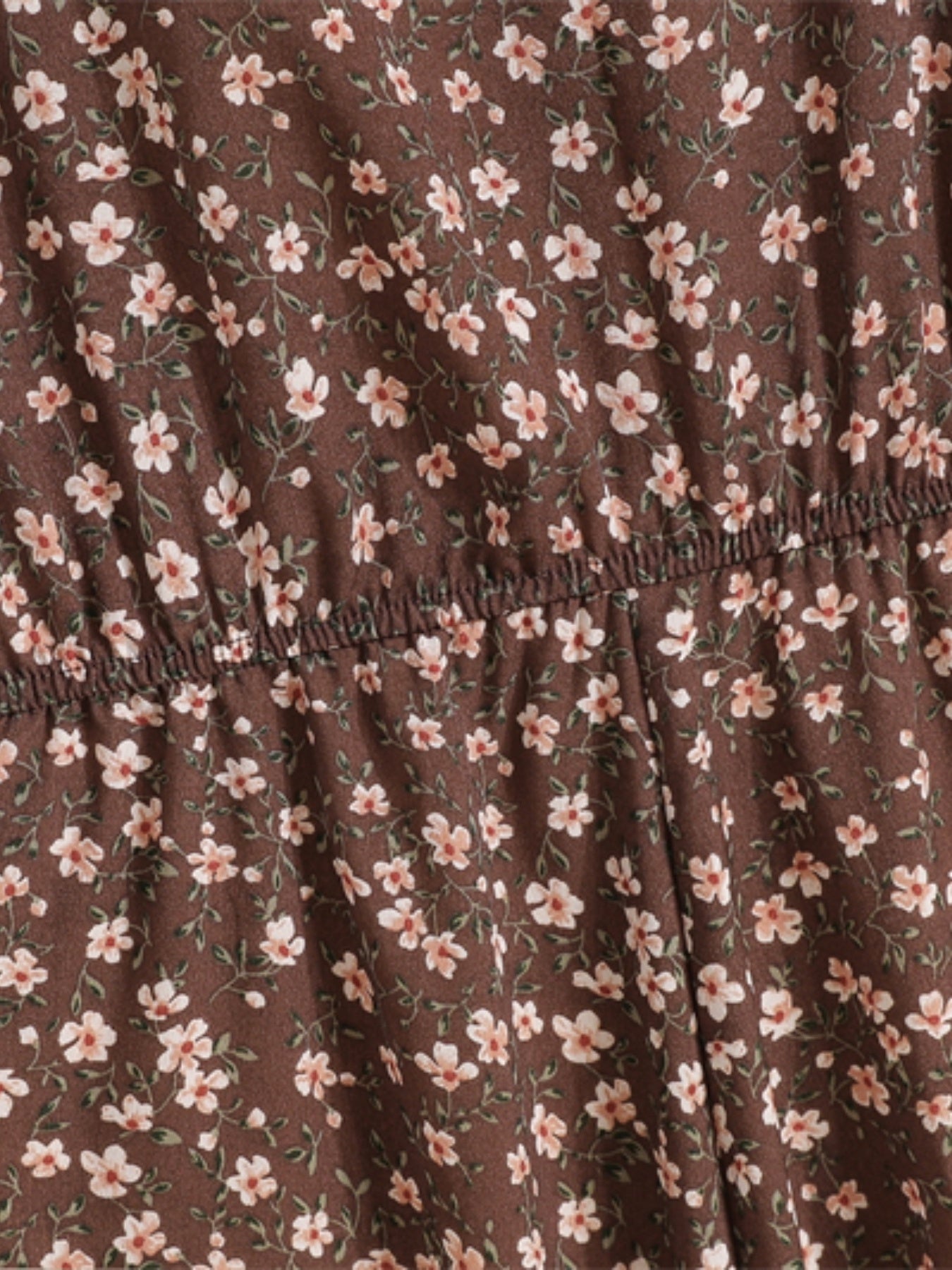 Floral Print Crew Neck Dress Boho Long Sleeve Dress