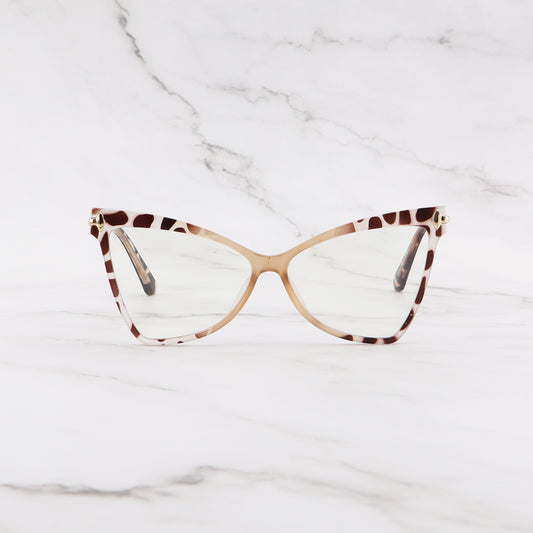 Street Cat Eye Khaki Anti Light PC Flat Glasses