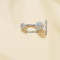 Zircon Belly Button Ring Stainless Steel Navel Piercing