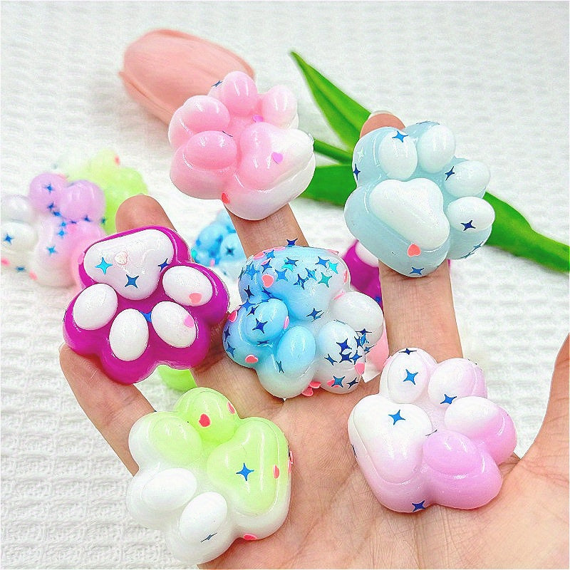 6pcs Colorful Cat Paws Squeeze Toys for Parties