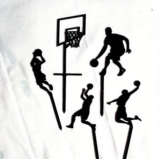 5pcs Boys Basketball Scene Cake Decoration Set