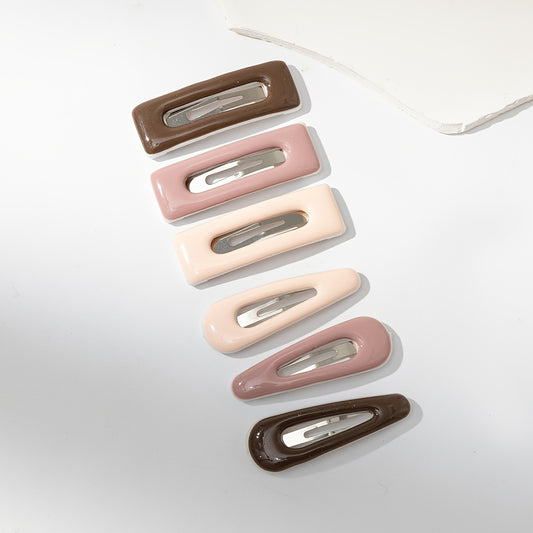 6pcs Multicolor French Hair Snap Clip Barrette Hair Accessories
