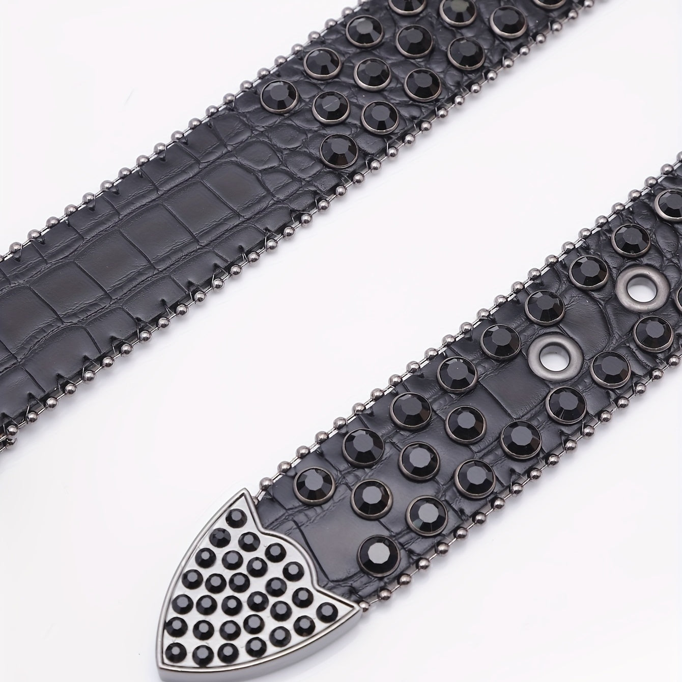 Crocodile Pattern Rhinestone Leather Belt for Men