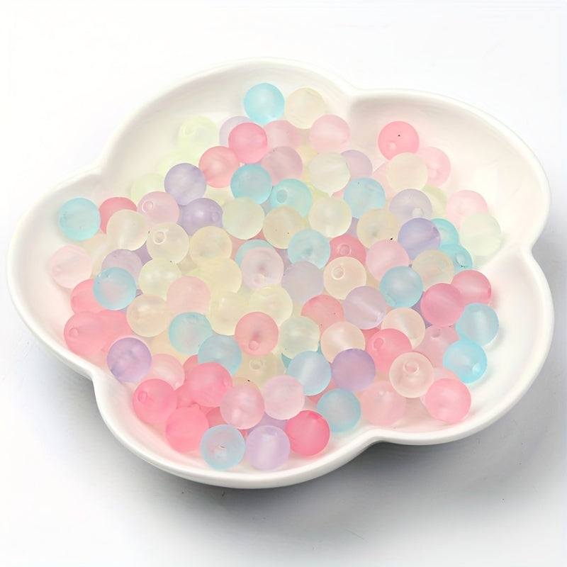 Frosted Mixed Acrylic Round Beads 6-12mm Spacer Beads DIY Bracelet Necklace