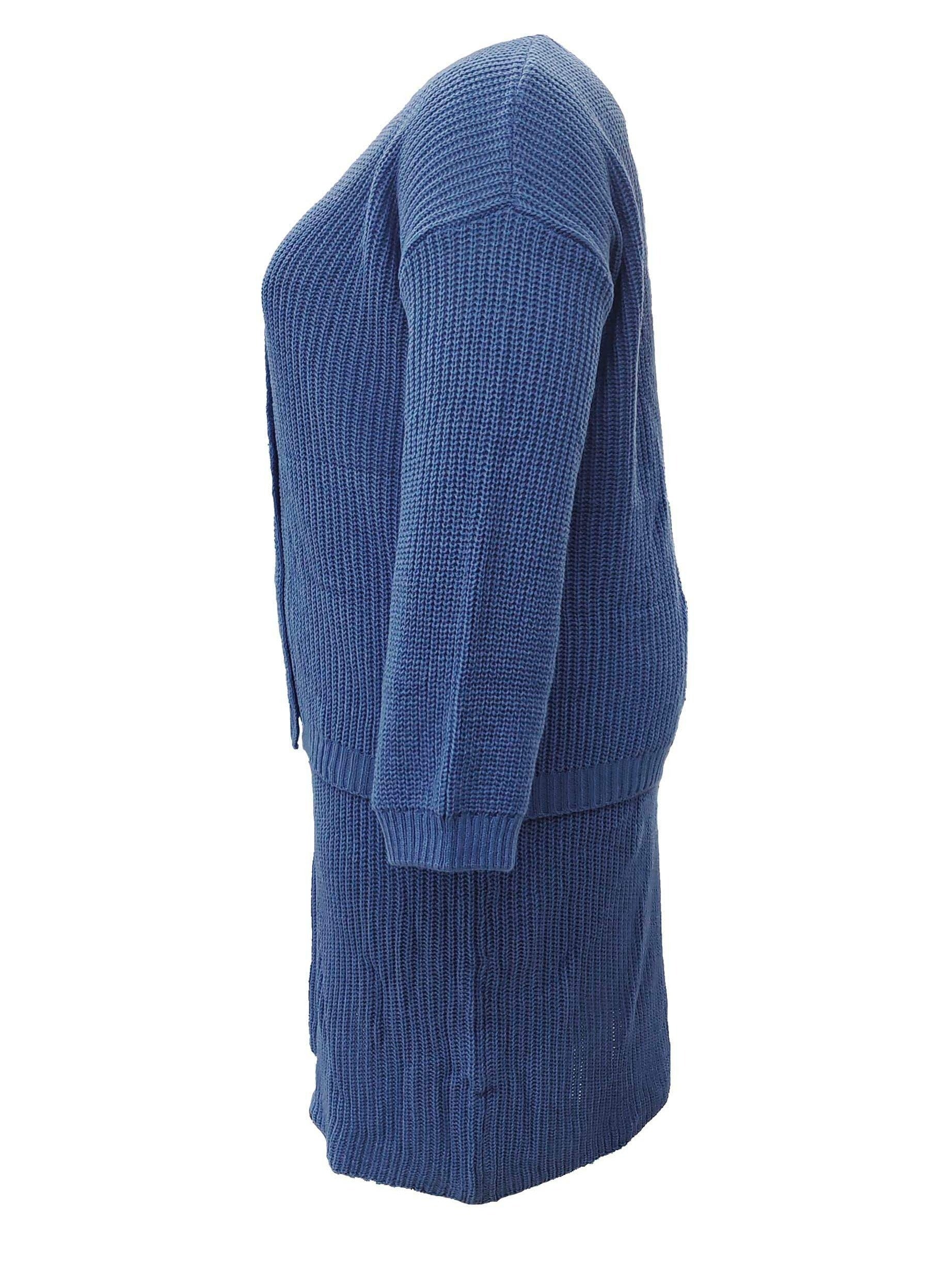  Solid Button Up Sweater & Skirt Set