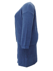  Solid Button Up Sweater & Skirt Set