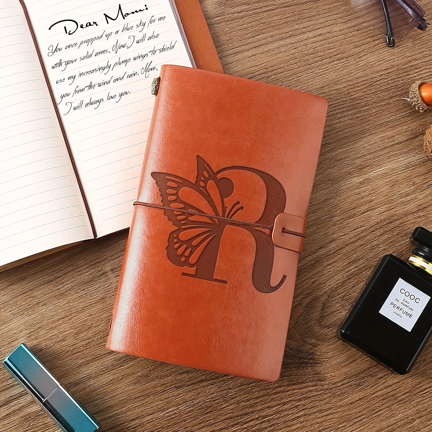 Personalized Initial PU Leather Journal Refillable Notebook