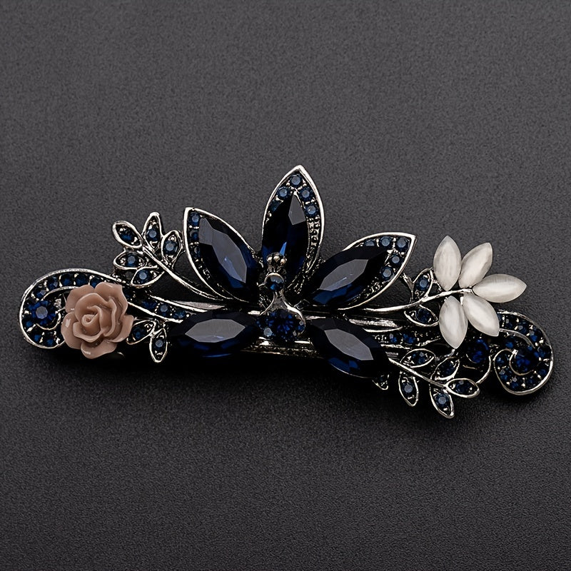 Rhinestone Flower Hair Clip Vintage Barrette Hairpin