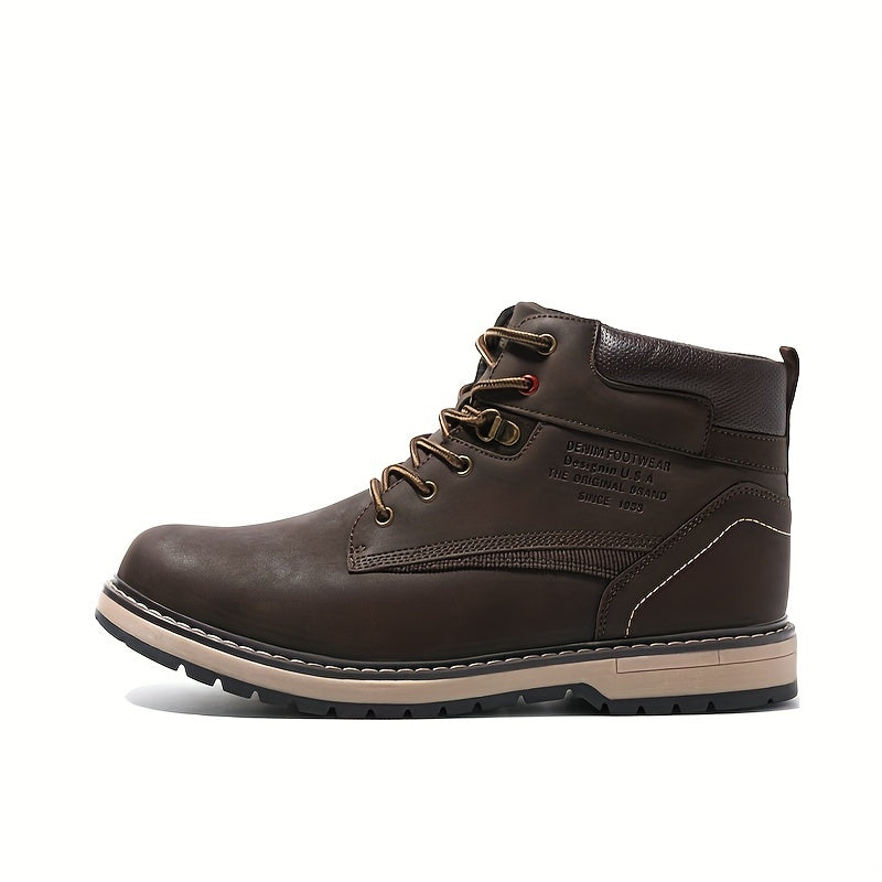 Men's Lace Up High Top Boots for Outdoor Walking