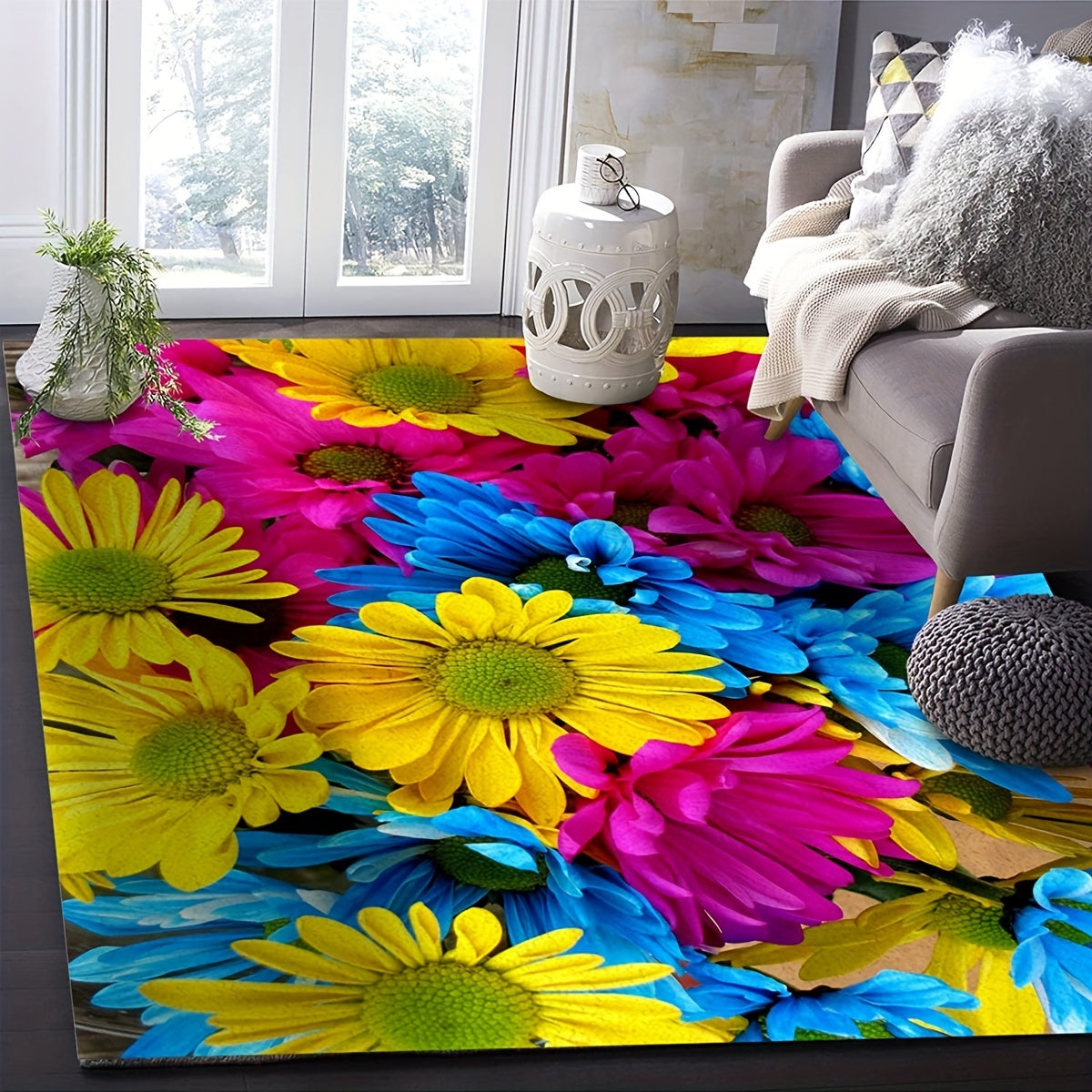 Floral Area Rug Non-slip Floor Mat