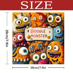 20 Page Doodle Monster Adult Coloring Book for Halloween