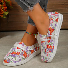 Women's Floral Printed Slip On Canvas Shoes Lightweight Casual Outdoor Shoes