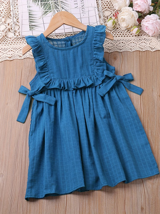 Girls Plaid Print Princess Dress Party Beach Vacation Casual Mini