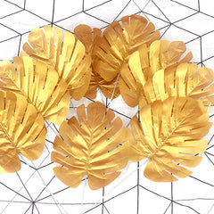 5pcs Artificial Leaf Simulation Golden Greenery Leaves for DIY Bouquets