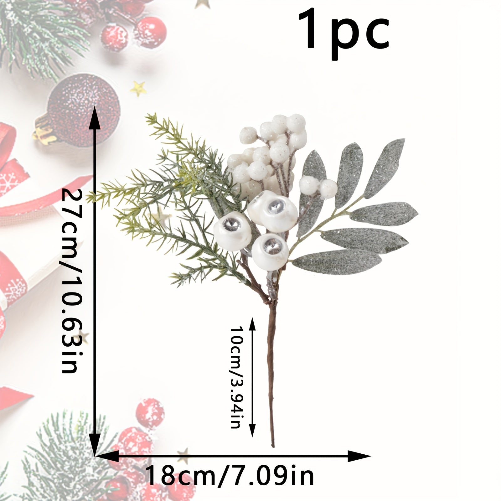 1pc Artificial Red Pulp Fruit Pine Needle Branch Christmas Decoration DIY