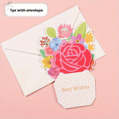 3pcs Bouquet Greeting Cards for Thanksgiving Mothers and Friends