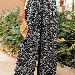  Boho Pants Women's Plus Ditsy Floral Print Ruffle Trim