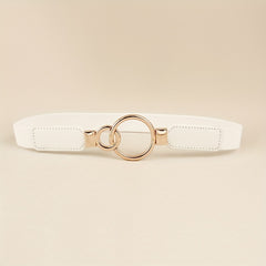 Double O Buckle Elastic Thin Belt Solid Waistband for Women