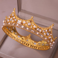 Vintage Crowns Women Birthday Princess Queen Tiara Topper Baroque Hair Accessori
