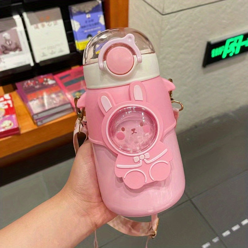 Stainless Steel Insulated Cup with Straw & Strap for Outdoor Activities